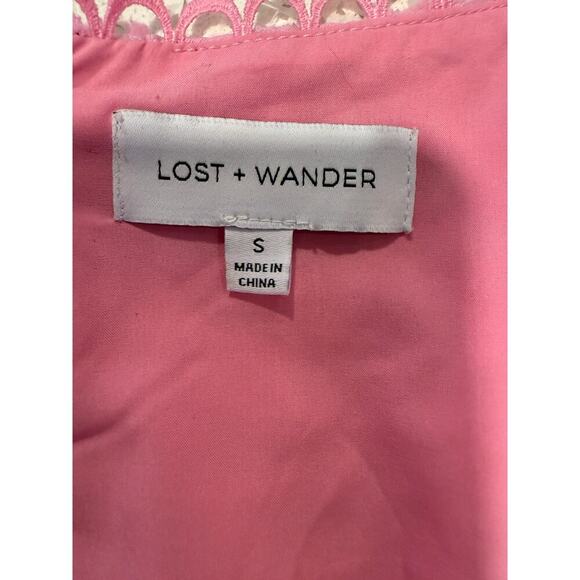 Lost Wander Paloma Pink Textured Puff Sleeve Top & Mini Skirt Set Small Brunch - Picture 6 of 13